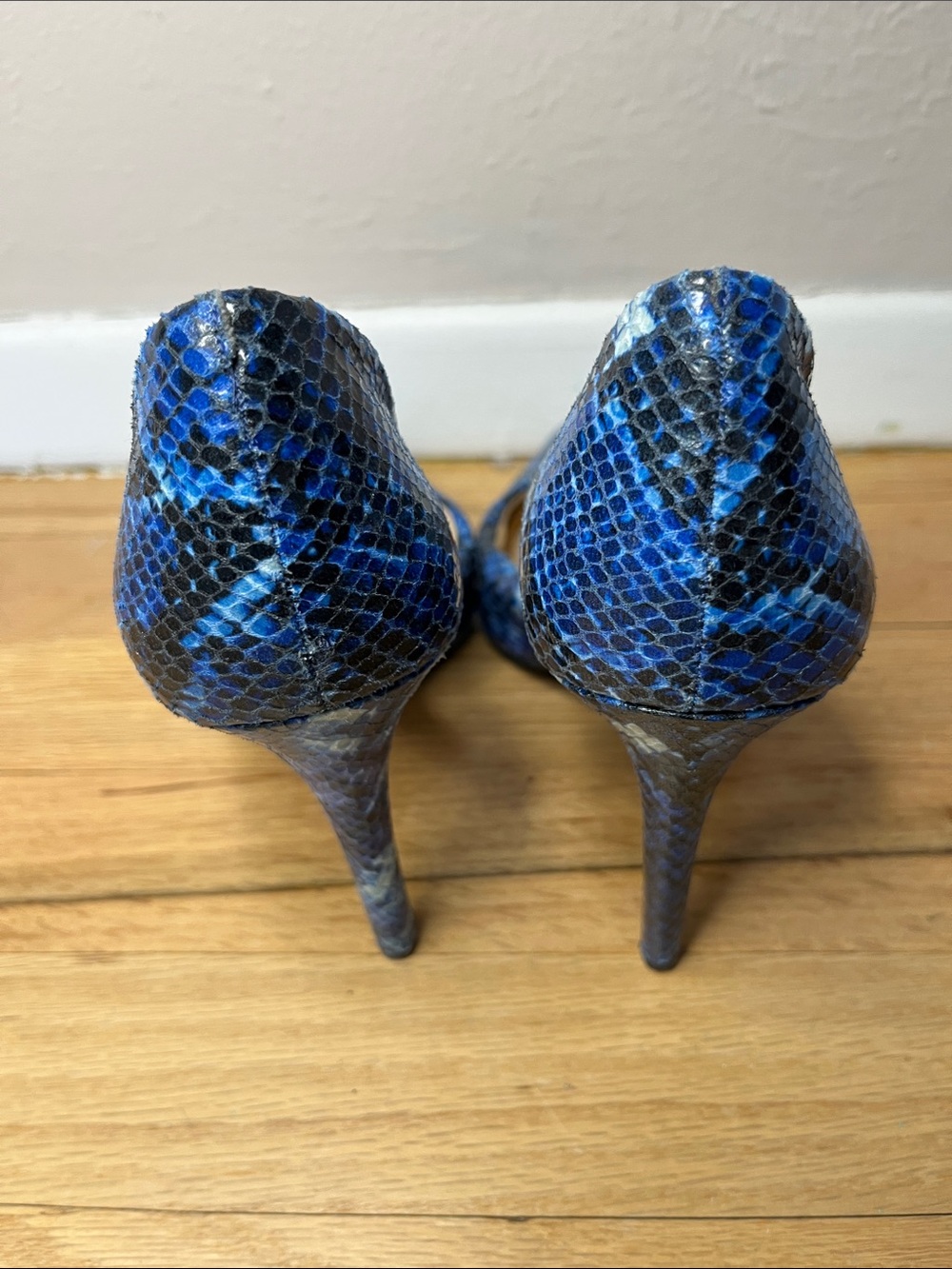 Jessica Simpson Blue and Black Snakeskin Pointed-Toe Heels - Picture 3 of 6